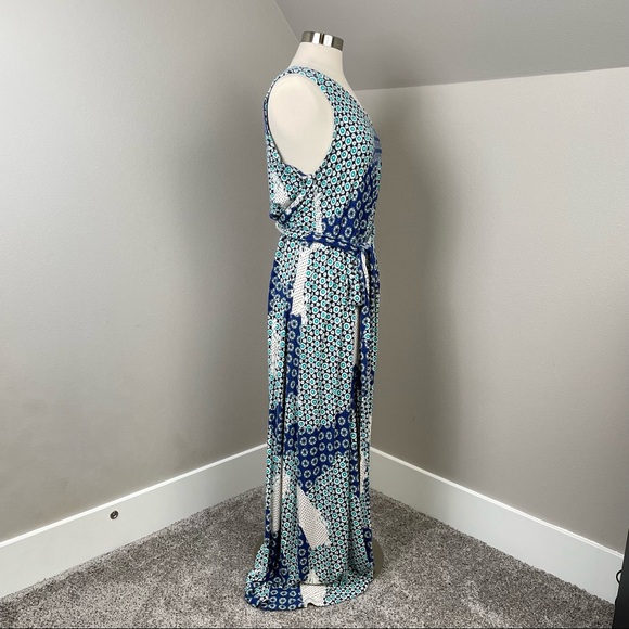 Nicole Richie Collection patchwork maxi dress, blue and white - Picture 3 of 7